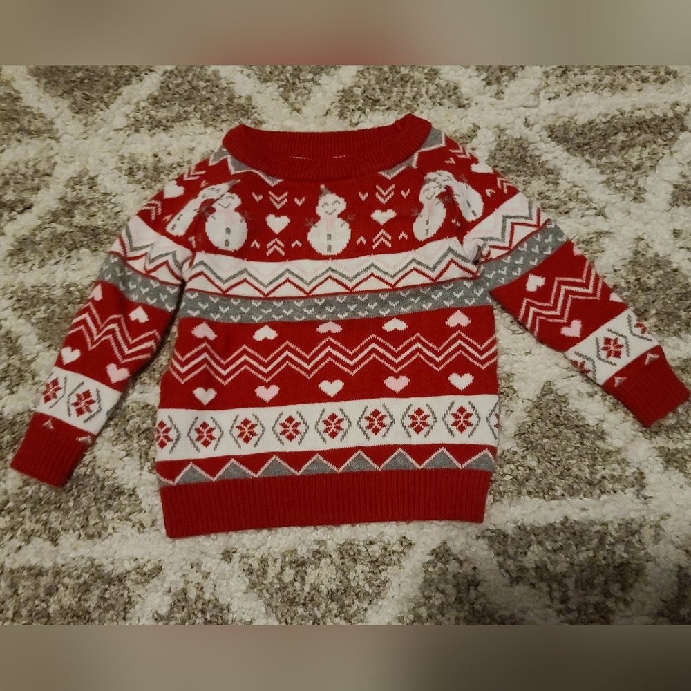 10 for $25 - George Girls 0-3m Red Knit Snowman Sweater